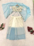DESIGNER BANGLORI SILK EMBROIDERY SEQUENCE WORK DRAPE SKIRT BLOUSE WITH SHRUG PARTY WEAR WHOLESALE PRICE ETHNIC GARMENT (2)