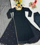 DESIGNER BLOOMING ZARI THREAD EMBROIDERED WORK GOWN BOTTOM WITH DUPATTA FESTIVE WEAR WHOLESALE PRICE ETHNIC GARMENT (3)
