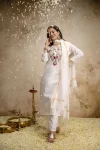 DESIGNER CHANDERI SEQUENCE EMBROIDERY WORK TOP BOTTOM WITH DUPATTA FESTIVE WEAR WHOLESALE PRICE ETHNIC GARMENT (5)