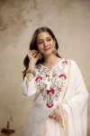 DESIGNER CHANDERI SEQUENCE EMBROIDERY WORK TOP BOTTOM WITH DUPATTA FESTIVE WEAR WHOLESALE PRICE ETHNIC GARMENT (5)