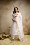 DESIGNER CHANDERI SEQUENCE EMBROIDERY WORK TOP BOTTOM WITH DUPATTA FESTIVE WEAR WHOLESALE PRICE ETHNIC GARMENT (5)