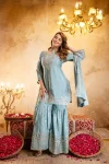 DESIGNER CHINON EMBROIDERY WITH 5 MM SEQUENCE WORK TOP SHARARA WITH DUPATTA FESTIVE WEAR WHOLESALE PRICE ETHNIC GARMENT (4)