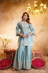 DESIGNER CHINON EMBROIDERY WITH 5 MM SEQUENCE WORK TOP SHARARA WITH DUPATTA FESTIVE WEAR WHOLESALE PRICE ETHNIC GARMENT (4)