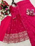DESIGNER CHINON SILK EMBROIDERY SEQUENCE WORK WITH REAL MIRROR HAND WORK GOWN BOTTOM WITH DUPATTA FESTIVE WEAR WHOLESALE PRICE ETHNIC GARMENT (15)