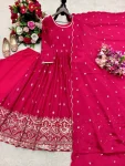 DESIGNER CHINON SILK EMBROIDERY SEQUENCE WORK WITH REAL MIRROR HAND WORK GOWN BOTTOM WITH DUPATTA FESTIVE WEAR WHOLESALE PRICE ETHNIC GARMENT (15)