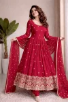 DESIGNER CHINON SILK EMBROIDERY SEQUENCE WORK WITH REAL MIRROR HAND WORK GOWN BOTTOM WITH DUPATTA FESTIVE WEAR WHOLESALE PRICE ETHNIC GARMENT (15)