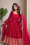 DESIGNER CHINON SILK EMBROIDERY SEQUENCE WORK WITH REAL MIRROR HAND WORK GOWN BOTTOM WITH DUPATTA FESTIVE WEAR WHOLESALE PRICE ETHNIC GARMENT (15)