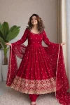 DESIGNER CHINON SILK EMBROIDERY SEQUENCE WORK WITH REAL MIRROR HAND WORK GOWN BOTTOM WITH DUPATTA FESTIVE WEAR WHOLESALE PRICE ETHNIC GARMENT (15)