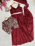 DESIGNER CHINON SILK SAMOSA LACE BORDER READY TO WEAR SAREE AND BLOUSE WITH ZARI AND THREAD EMBROIDERY WORK KOTI PARTY WEAR WHOLESALE PRICE ETHNIC GARMENT (14)