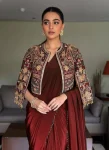 DESIGNER CHINON SILK SAMOSA LACE BORDER READY TO WEAR SAREE AND BLOUSE WITH ZARI AND THREAD EMBROIDERY WORK KOTI PARTY WEAR WHOLESALE PRICE ETHNIC GARMENT (14)