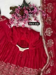 DESIGNER CHINON SILK SEQUENCE AND ZARI WORK WITH FANCY LACE WORK GOWN BOTTOM WITH DUPATTA WEDDING WEAR WHOLESALE PRICE ETHNIC GARMENT (10)