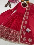 DESIGNER CHINON SILK SEQUENCE AND ZARI WORK WITH FANCY LACE WORK GOWN BOTTOM WITH DUPATTA WEDDING WEAR WHOLESALE PRICE ETHNIC GARMENT (10)