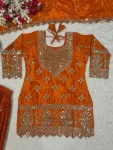 DESIGNER CHINON SILK SEQUENCE EMBROIDERY WORK TOP PALAZZO WITH DUPATTA FESTIVE WEAR WHOLESALE PRICE ETHNIC GARMENT (8)