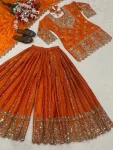 DESIGNER CHINON SILK SEQUENCE EMBROIDERY WORK TOP PALAZZO WITH DUPATTA FESTIVE WEAR WHOLESALE PRICE ETHNIC GARMENT (8)