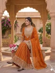 DESIGNER CHINON SILK SEQUENCE EMBROIDERY WORK TOP PALAZZO WITH DUPATTA FESTIVE WEAR WHOLESALE PRICE ETHNIC GARMENT (8)
