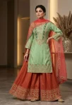 DESIGNER COSS MOSS CODING WITH SEQUENCE EMBROIDERY WORK TOP PALAZZO WITH DUPATTA WEDDING WEAR WHOLESALE PRICE ETHNIC GARMENT (3)