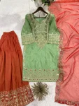 DESIGNER COSS MOSS CODING WITH SEQUENCE EMBROIDERY WORK TOP PALAZZO WITH DUPATTA WEDDING WEAR WHOLESALE PRICE ETHNIC GARMENT (3)