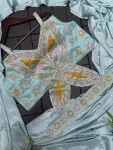 DESIGNER CREPE EMBROIDERY WORK READY TO WEAR SAREE WITH STITCHED BLOUSE WEDDING WEAR WHOLESALE PRICE ETHNIC GARMENT (1)