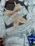 DESIGNER CREPE EMBROIDERY WORK READY TO WEAR SAREE WITH STITCHED BLOUSE WEDDING WEAR WHOLESALE PRICE ETHNIC GARMENT (1)