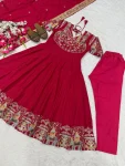 DESIGNER CREPE SILK SEQUENCE AND HEAVY EMBROIDERY WORK GOWN BOTTOM WITH DUPATTA WEDDING WEAR WHOLESALE PRICE ETHNIC GARMENT (4)