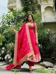 DESIGNER CREPE SILK SEQUENCE AND HEAVY EMBROIDERY WORK GOWN BOTTOM WITH DUPATTA WEDDING WEAR WHOLESALE PRICE ETHNIC GARMENT (4)