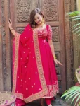 DESIGNER CREPE SILK SEQUENCE AND HEAVY EMBROIDERY WORK GOWN BOTTOM WITH DUPATTA WEDDING WEAR WHOLESALE PRICE ETHNIC GARMENT (4)