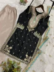 DESIGNER CREPE SILK SEQUENCE EMBROIDERY WORK TOP PALAZZO WITH DUPATTA WEDDING WEAR WHOLESALE PRICE ETHNIC GARMENT (3)
