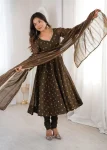 DESIGNER CRUNCHY SILK JACQUARD BUTTI AND LACE WORK GOWN BOTTOM WITH DUPATTA FESTIVE WEAR WHOLESALE PRICE ETHNIC GARMENT (15)