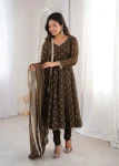 DESIGNER CRUNCHY SILK JACQUARD BUTTI AND LACE WORK GOWN BOTTOM WITH DUPATTA FESTIVE WEAR WHOLESALE PRICE ETHNIC GARMENT (15)