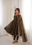 DESIGNER CRUNCHY SILK JACQUARD BUTTI AND LACE WORK GOWN BOTTOM WITH DUPATTA FESTIVE WEAR WHOLESALE PRICE ETHNIC GARMENT (15)