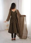 DESIGNER CRUNCHY SILK JACQUARD BUTTI AND LACE WORK GOWN BOTTOM WITH DUPATTA FESTIVE WEAR WHOLESALE PRICE ETHNIC GARMENT (15)