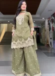 DESIGNER CRUNCHY SILK SEQUENCE EMBROIDERY WORK TOP PALAZZO WITH DUPATTA FESTIVE WEAR WHOLESALE PRICE ETHNIC GARMENT (2)