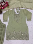 DESIGNER CRUNCHY SILK SEQUENCE EMBROIDERY WORK TOP PALAZZO WITH DUPATTA FESTIVE WEAR WHOLESALE PRICE ETHNIC GARMENT (2)