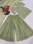 DESIGNER CRUNCHY SILK SEQUENCE EMBROIDERY WORK TOP PALAZZO WITH DUPATTA FESTIVE WEAR WHOLESALE PRICE ETHNIC GARMENT (2)