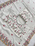 DESIGNER CRUSH RANGOLI SILK EMBROIDERY WITH CUTWORK BORDER SAREE WITH UNSTITCHED BLOUSE WEDDING WEAR WHOLESALE PRICE ETHNIC GARMENT (1)