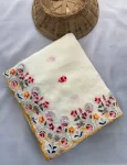 DESIGNER CRUSH RANGOLI SILK EMBROIDERY WITH CUTWORK BORDER SAREE WITH UNSTITCHED BLOUSE WEDDING WEAR WHOLESALE PRICE ETHNIC GARMENT (1)