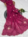 DESIGNER CRUSH SILK DOUBLE LAYER CUTDANA AND ARCO BORDER WITH BUTTA CUTDANA, MOTI AND RESHAM THREAD WORK SAREE WITH UNSTITCHED BLOUSE PINK