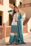 DESIGNER DUAL TONE STAR GEORGETTE EMBROIDERY SEQUENCE WORK TOP PALAZZO WITH DUPATTA FESTIVE WEAR WHOLESALE PRICE ETHNIC GARMENT (7)