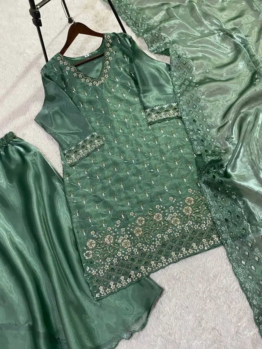 DESIGNER FENDY BEADS WITH SEQUENCE EMBROIDERY & CUT WORK TOP PALAZZO WITH DUPATTA FESTIVE WEAR WHOLESALE PRICE ETHNIC GARMENT (6)