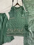 DESIGNER FENDY BEADS WITH SEQUENCE EMBROIDERY & CUT WORK TOP PALAZZO WITH DUPATTA FESTIVE WEAR WHOLESALE PRICE ETHNIC GARMENT (1)