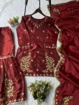 DESIGNER FENDY REAL MIRROR AND SEQUENCE EMBROIDERY WORK TOP SHARARA WITH DUPATTA FESTIVE WEAR WHOLESALE PRICE ETHNIC GARMENT (4)