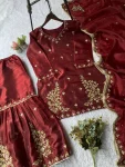 DESIGNER FENDY REAL MIRROR AND SEQUENCE EMBROIDERY WORK TOP SHARARA WITH DUPATTA FESTIVE WEAR WHOLESALE PRICE ETHNIC GARMENT (4)