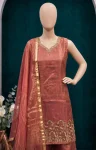 DESIGNER FENDY SATIN SILK MULTI THREAD EMBROIDERY SEQUENCE WORK TOP PALAZZO WITH DUPATTA FESTIVE WEAR WHOLESALE PRICE ETHNIC GARMENT (2)