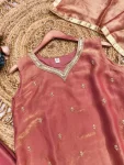 DESIGNER FENDY SATIN SILK MULTI THREAD EMBROIDERY SEQUENCE WORK TOP PALAZZO WITH DUPATTA FESTIVE WEAR WHOLESALE PRICE ETHNIC GARMENT (2)