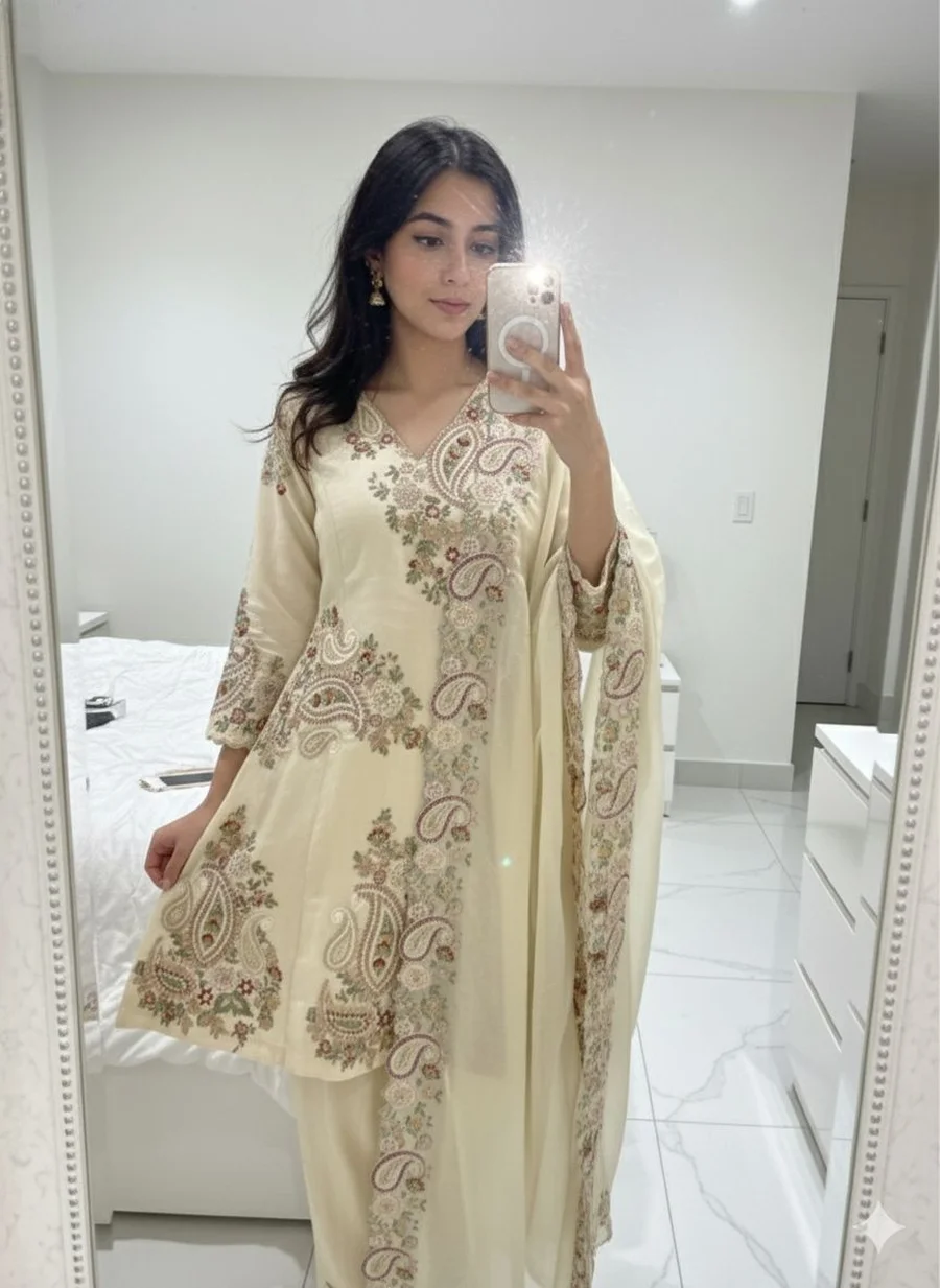 DESIGNER FENDY SEQUENCE EMBROIDERY WORK TOP PALAZZO WITH DUPATTA FESTIVE WEAR WHOLESALE PRICE ETHNIC GARMENT (4)