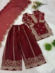 DESIGNER FENDY SILK EMBROIDERY CODING AND SEQUENCE WORK KID’S TOP PALAZZO WITH DUPATTA FESTIVE WEAR WHOLESALE PRICE ETHNIC GARMENT (4)