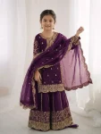 DESIGNER FENDY SILK EMBROIDERY CODING AND SEQUENCE WORK MOTHER DAUGHTER SET FESTIVE WEAR WHOLESALE PRICE ETHNIC GARMENT (3)