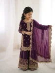 DESIGNER FENDY SILK EMBROIDERY CODING AND SEQUENCE WORK MOTHER DAUGHTER SET FESTIVE WEAR WHOLESALE PRICE ETHNIC GARMENT (3)