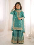 DESIGNER FENDY SILK EMBROIDERY CODING AND SEQUENCE WORK KID’S TOP PALAZZO WITH DUPATTA FESTIVE WEAR WHOLESALE PRICE ETHNIC GARMENT (20)
