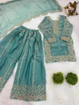 DESIGNER FENDY SILK EMBROIDERY CODING AND SEQUENCE WORK KID’S TOP PALAZZO WITH DUPATTA FESTIVE WEAR WHOLESALE PRICE ETHNIC GARMENT (20)